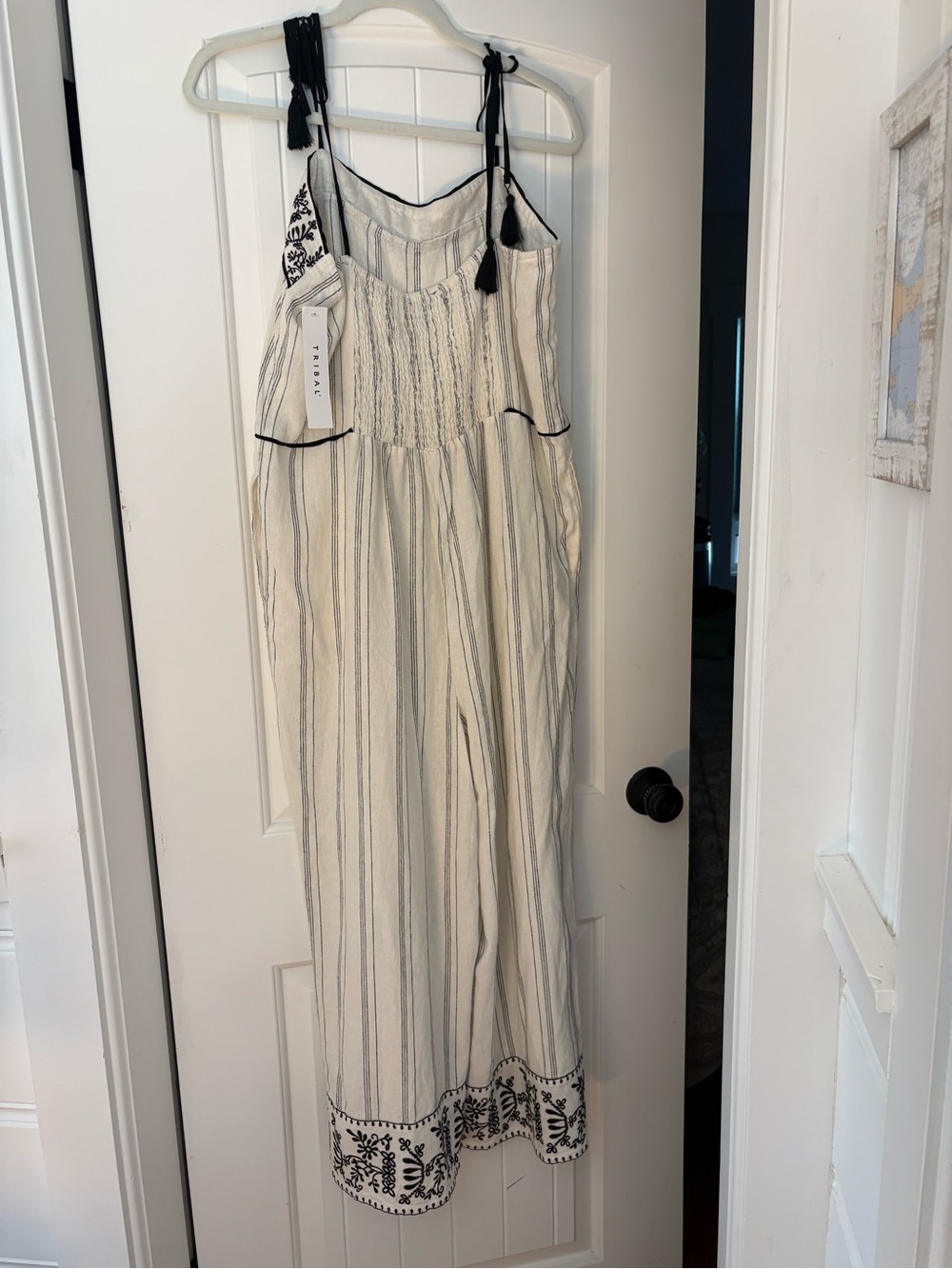 TRIBAL JUMPSUIT LINEN RAYON BLEND NWT LARGE - Picture 3 of 11